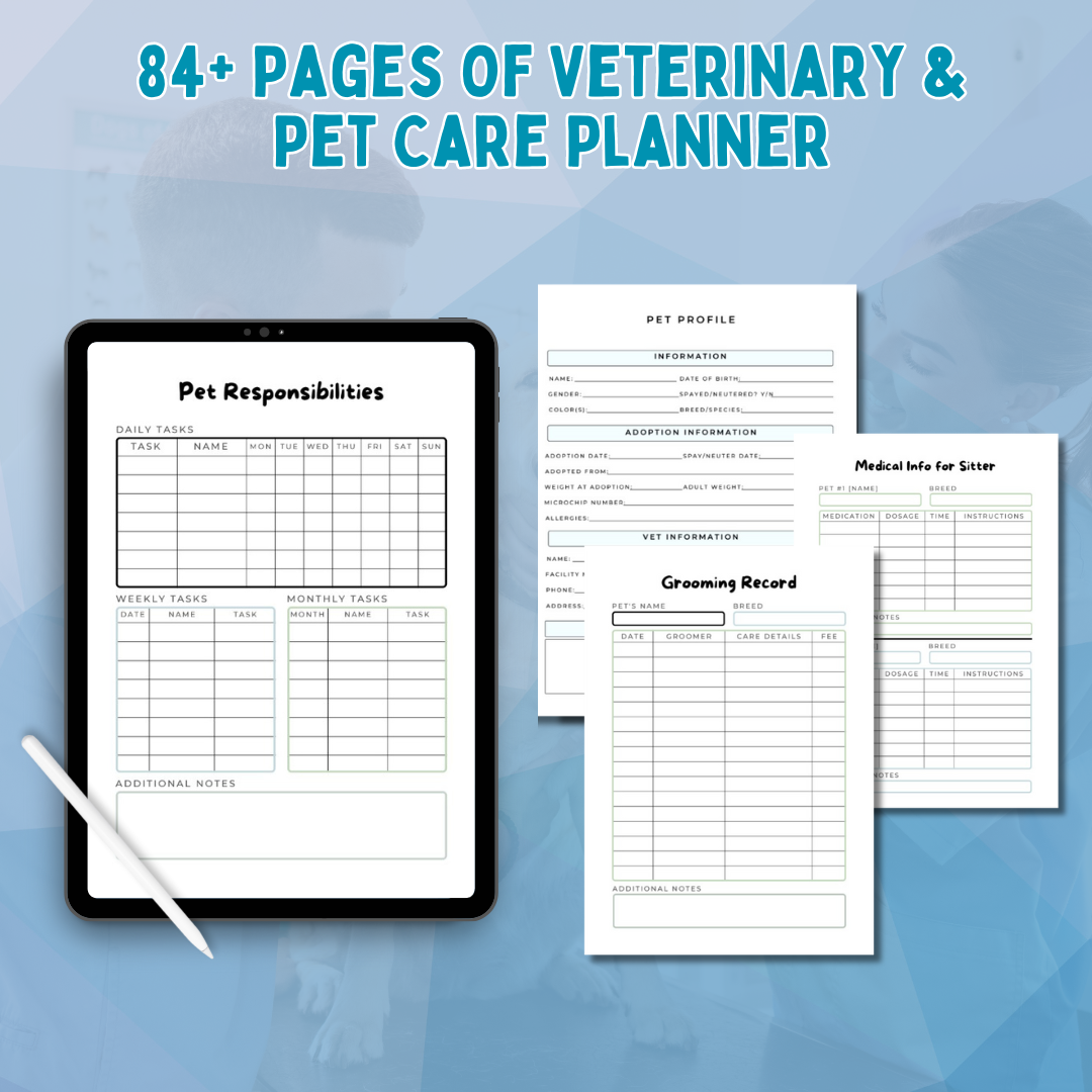 84+ PAGES OF VETERINARY & PET CARE PLANNER